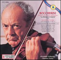 Luigi Boccherini: Quintet for Guitar and Strings "La Ritarda de Madrid"; Quintet for Strings in E major, Op. 13 No. 5 - Alexander Schneider (violin); Alirio Diaz (guitar); David Soyer (cello); Felix Galimir (violin); Lynn Harrell (cello);...