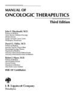 Manual of Oncologic Therapeutics - MacDonald, and MacDonald, John D, and Haller, Daniel G