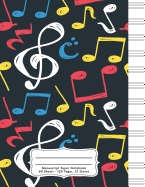 Manuscript Paper Notebook: 60 Sheets 120 Pages 12 Staves Empty Staff, Manuscript Sheets Notation Paper For Composing For Musicians, Students, Songwriting. Book Notebook Journal 8.5"x11"