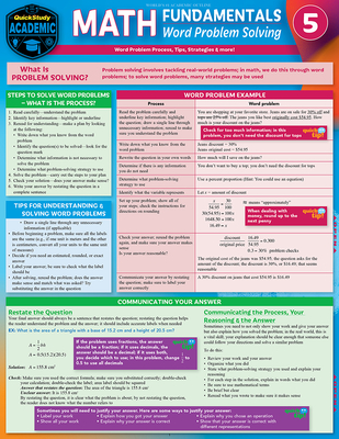 Math Fundamentals 5 - Word Problem Solving: A Quickstudy Laminated Reference Guide - Warren, Peggy, and Wright, Susan, and Expolog LLC