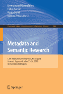 Metadata and Semantic Research: 12th International Conference, MTSR 2018, Limassol, Cyprus, October 23-26, 2018, Revised Selected Papers