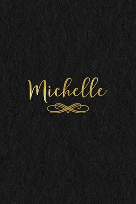 Michelle: Personalized Journal to Write In - Black Gold Custom Name Line Notebook - Ashley, Jessica