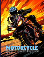Motorcycle: Motorcycle Racing Midnight Coloring Pages For Color & Relax. Black Background Coloring Book