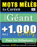 Mots M?l?s En Cor?en Format G?ant: 1.000 Grilles Pour Les D?butants - Vol.1 - Delta Classics - ?dition G?ante - 20.000 Mots ? D?busquer, Le D?fi Ultime !