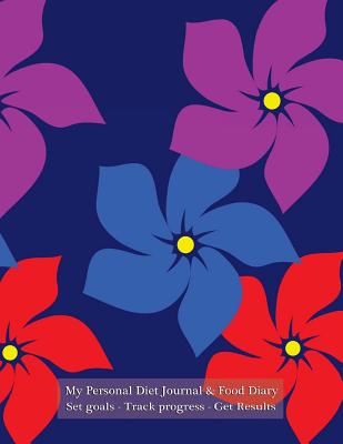 My Personal Diet Journal Set Goals - Track Progress - Get Results: Daily diet journal and food diary, blue retro floral cover, 220 pages, track progress daily for 3 months - Journals, Spicy