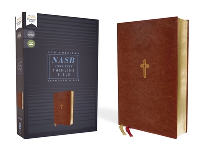 NASB, Thinline Bible, Leathersoft, Brown, Red Letter, 1995 Text, Comfort Print - Zondervan