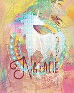 Natalie: Colorful Rainbow Unicorn - 8"X10" Girl's Composition Wide Ruled Notebook