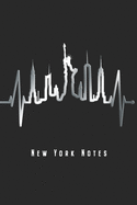 New York Notes: NYC Heartbeat Skyline Notebook NY Journal Diary Planner Gift For New York City Lovers Residents Visitors (6 x 9, 120 Pages, Graph Paper) Perfect Gift Idea For Birthday & Christmas