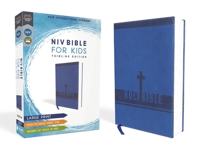 Niv, Bible for Kids, Large Print, Leathersoft, Blue, Red Letter, Comfort Print: Thinline Edition - Zondervan