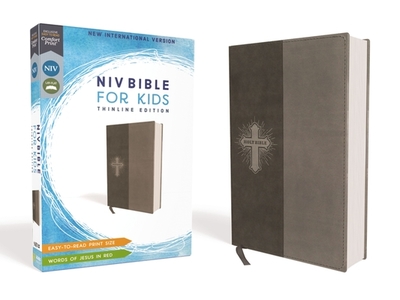 NIV, Bible for Kids, Leathersoft, Gray, Red Letter, Comfort Print: Thinline Edition - Zonderkidz