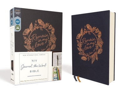 Niv, Journal the Word Bible, Cloth Over Board, Navy, Red Letter Edition, Comfort Print: Reflect, Take Notes, or Create Art Next to Your Favorite Verses - Zondervan