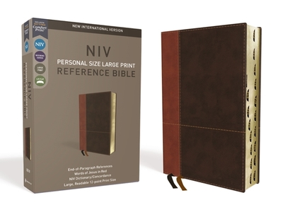 NIV, Personal Size Reference Bible, Large Print, Imitation Leather, Brown, Indexed, Red Letter Edition, Comfort Print - Zondervan