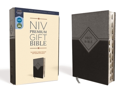 NIV, Premium Gift Bible, Leathersoft, Black/Gray, Red Letter, Thumb Indexed, Comfort Print: The Perfect Bible for Any Gift-Giving Occasion - Zondervan