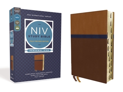 NIV Study Bible, Fully Revised Edition, Personal Size, Leathersoft, Brown/Blue, Red Letter, Thumb Indexed, Comfort Print - Barker, Kenneth L (Editor), and Strauss, Mark L (Editor), and Brown, Jeannine K (Editor)