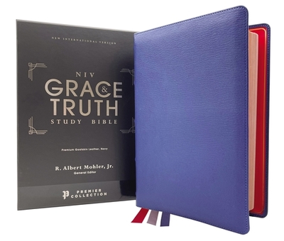 Niv, the Grace and Truth Study Bible (Trustworthy and Practical Insights), Premium Goatskin Leather, Blue, Premier Collection, Black Letter, Art Gilded Edges, Comfort Print - Mohler Jr, R Albert (Editor), and Zondervan