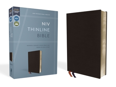 NIV, Thinline Bible, Bonded Leather, Black, Red Letter Edition - Zondervan