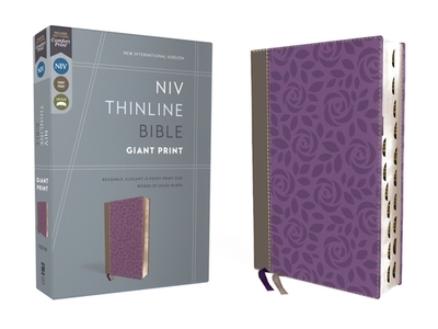 Niv, Thinline Bible, Giant Print, Leathersoft, Gray/Purple, Red Letter, Thumb Indexed, Comfort Print - Zondervan