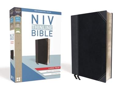 NIV, Thinline Bible, Large Print, Imitation Leather, Black/Gray, Red Letter Edition - Zondervan