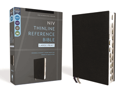 Niv, Thinline Reference Bible (Deep Study at a Portable Size), Large Print, Bonded Leather, Black, Red Letter, Thumb Indexed, Comfort Print
