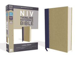 NIV, Thinline Reference Bible, Large Print, Cloth Over Board, Blue/Tan, Red Letter Edition, Comfort Print