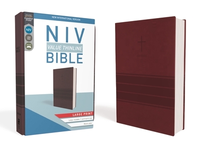 NIV, Value Thinline Bible, Large Print, Imitation Leather, Burgundy - Zondervan