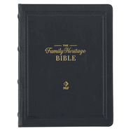 NLT Family Heritage Bible, Large Print Family Devotional Bible for Study, New Living Translation Holy Bible Full-Grain Leather Hardcover, Additional Interactive Content, Black