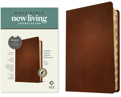 NLT Thinline Center-Column Reference Bible, Filament-Enabled Edition (Genuine Leather, Brown, Indexed, Red Letter) - Tyndale (Creator)