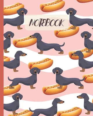 Notebook: Cute Black & Tan Dachshunds & Hot Dog - Lined Notebook, Diary, Track, Log & Journal - Gift Idea for Boys Girls Teens Men Women (8"x10" 120 Pages) - Cute Love Fluff