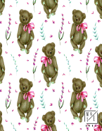 Notebook: Cute Teddy Bear with a Pink Bow Notebook and Dot Graph Line Sketch pages, Extra large (8.5 x 11) inches, 110 pages, White paper, Sketch, Draw and Paint (Notebooks for Girls)