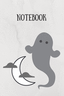 Notebook: Grey Ghost And Moon Ideal For Horror Film Lovers Perfect Halloween Gift