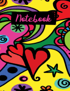 Notebook: Groovy Retro 60's Hippie Flower Power College Ruled Notebook Journal Logbook for Girls Teens Women