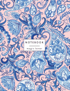 Notebook Magic Lover: Blue Flower on Pink and Dot Graph Line Sketch Pages, Extra Large (8.5 X 11) Inches, 110 Pages, White Paper, Sketch, Draw and Paint