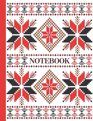 Notebook: Ruled pages - 8.5 x 11 inches - 100 pages - My Fallahi Cross Stitch Embroidery Pattern (RED) - House, Fallahi