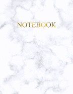 Notebook: Unruled - Unlined - Plain - Blank - Table of Content - Pages numbered - Diary, Journal, Composition Book, Doodles, Sketchbook - Elegant White Marble with Gold Glittered lettering