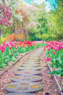 Notes: Lined Notebook 120 Pages (6 X 9 Inches) Ruled Writing Journal with Springtime Pink and Red Tulips Lining a Walkway in a Lush Garden Filled with Blooming Trees Cover