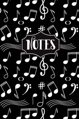 Notes: Music Notes Pattern Black Background 6"X9" 120 Blank Lined Pages Musical Notes Notebook - Designs, Alledras