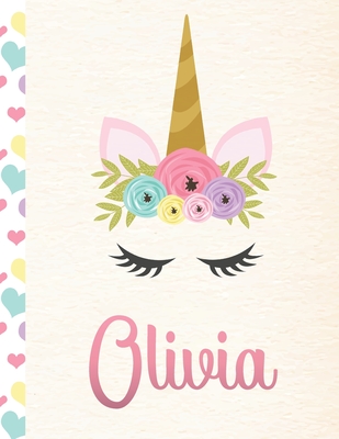 Olivia: Personalized Unicorn Sketchbook For Girls With Pink Name - 8.5x11 110 Pages. Doodle, Sketch, Create! - Sketchbooks, Unique Unicorn