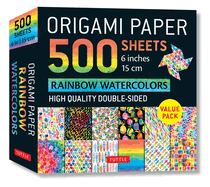 Origami Paper 500 Sheets Rainbow Watercolors 6 (15 CM): Tuttle Origami Paper: Double-Sided Origami Sheets Printed with 12 Different Designs (Instructions for 5 Projects Included)