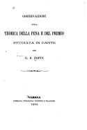 Osservazioni Sulla Teorica Della Pena E del Premio Studiata in Dante