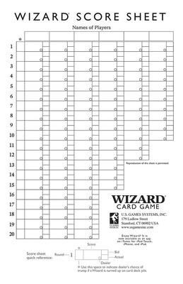 Oversized Wizard Scorepads - U S Games Systems