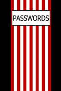Passwords: Internet Password Logbook Large Print With Tabs - - Black Background With Red And White Cover