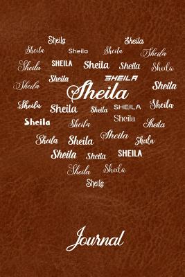 Personalized Journal - Sheila: Name in Many Different Fonts in Heart Shape on Bronze Leather Look Background - Spring Hill Stationery