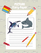 Picture Story Paper: 100 Pages, 7.44 X 9.69, Kindergarten - 3rd Grade; Measured Top Title Section, Picture Box for Child's Drawing Illustration, Five Story Writing Line (Centered Dotted Lines Handwriting Guide) Children's Drawing Story Paper...