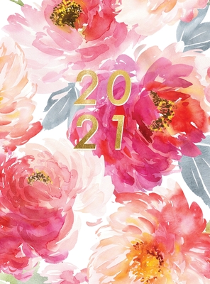 Planner 2021 Vertical Weekly: Planner 2021 Hardcover 8.5 x 11 January - December 2021 2 Pages per Week Vertical Layout 1 Column per Day Appointment Book 2021 Hourly Red Flowers - Paper, Pilvi
