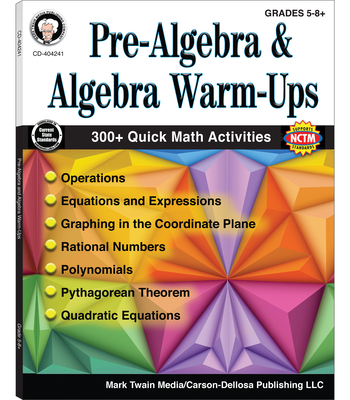 Pre-Algebra and Algebra Warm-Ups, Grades 5 - 12 - Barden, and Silvano