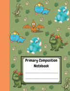 Primary Composition Notebook: Dinosaur Era - Dotted Midline and Picture Space - Grades K-2 School Exercise Book - 100 Story Pages - 8.5'' x 11''