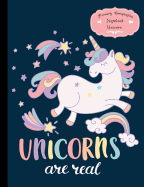 Primary Composition Notebook: Grades K-2 Creative Picture Notebook for Kids Kindergarten to Early Childhood Drawing Space and Dashed Mid Line Draw and Write Journal Unicorn Cover 120 Pages, 7.4x9.7 Inch