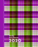 Purple Green Plaid Check Design: Diary Weekly Spreads January to December