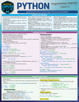 Python Programming Language: A Quickstudy Laminated Reference Guide - Nixon