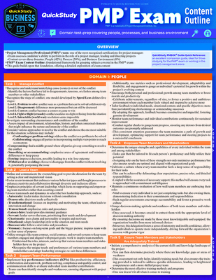 Quickstudy Pmp(r) Exam Content Outlline - Domain Test Prep: Laminated Reference Guide - Ellis, Aileen, Pmp